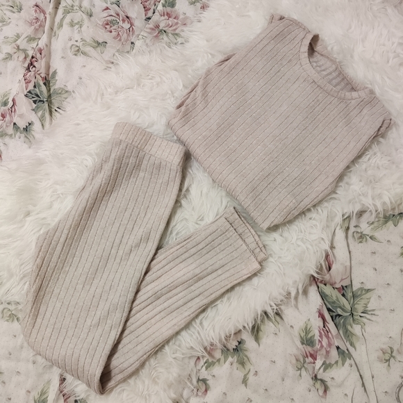 SHEIN Intimates & Sleepwear Cream 2 Piece Sleep Lounge Set Poshmark